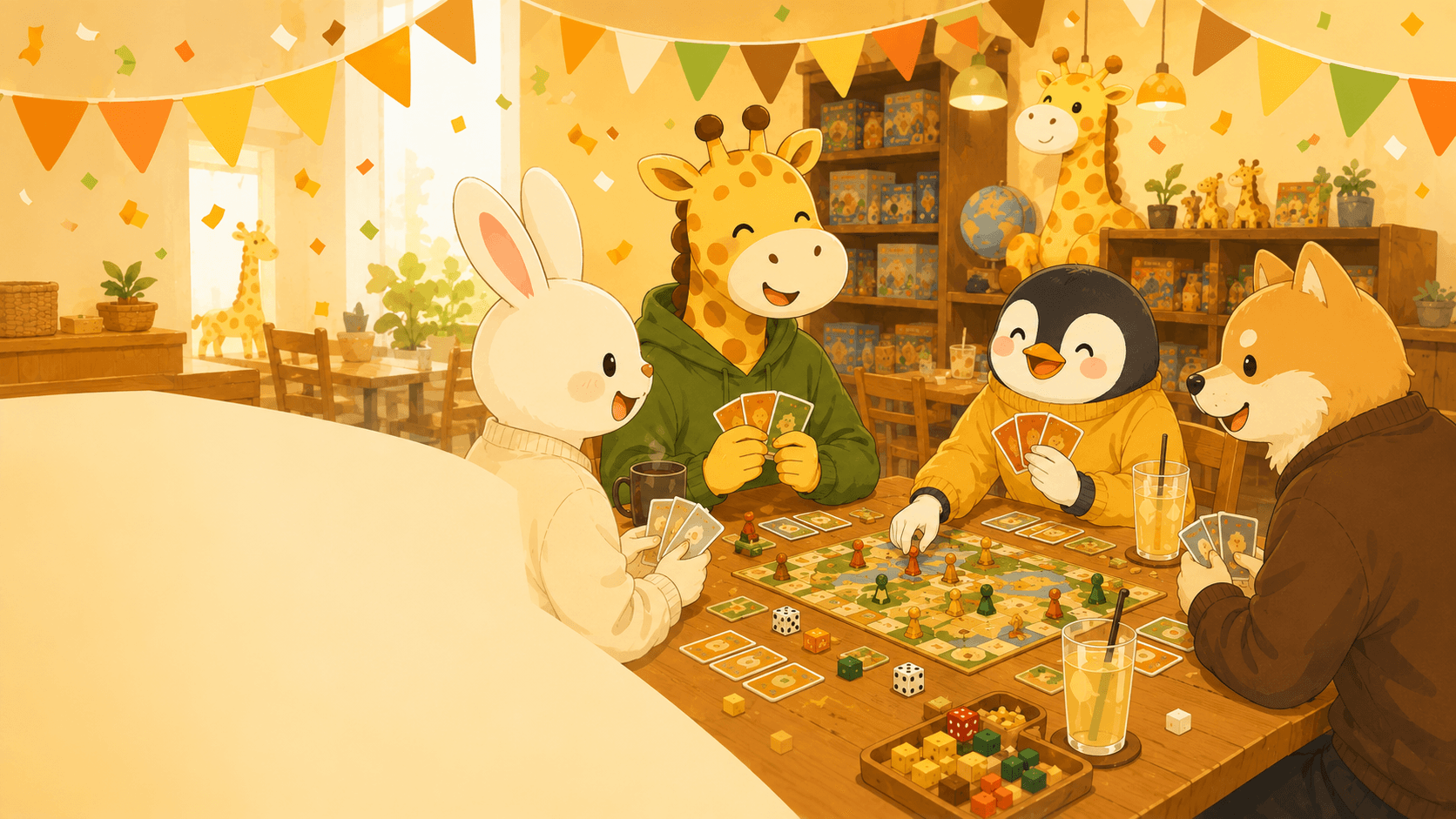 ボードゲームカフェで遊ぶ人たちの2周年イメージ